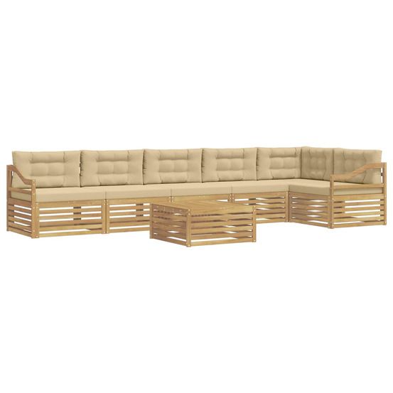 Ensemble de canapés d'extérieur 7 pc blanc et beige polyester