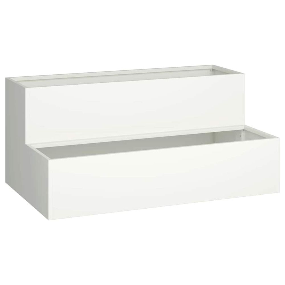 Cache-pot de jardin blanc 100 x 60 x 45 cm acier laminé à froid