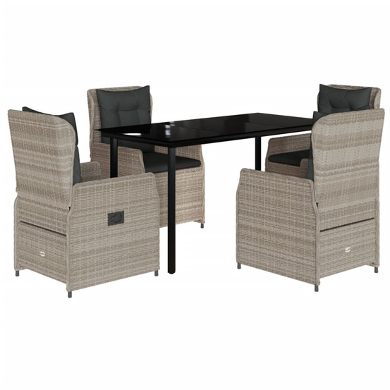 Ensemble à manger de jardin et coussins 5 pcs gris clair rotin