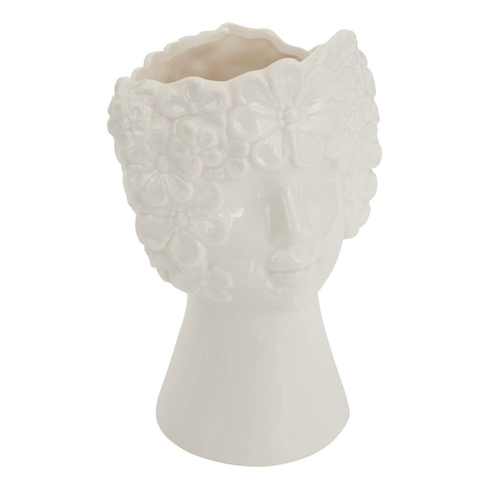 Vase visage fleur de rose h21cm blanc