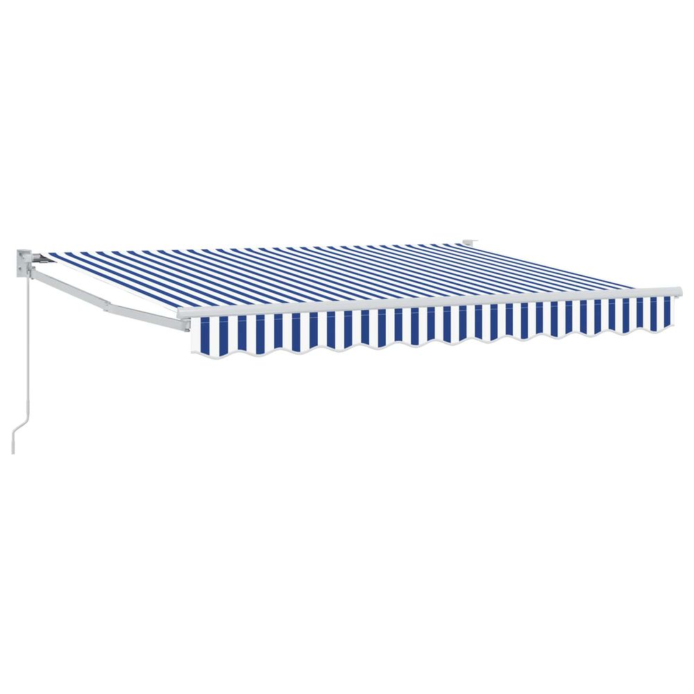Auvent rétractable bleu et blanc 3,5 x 2 m
