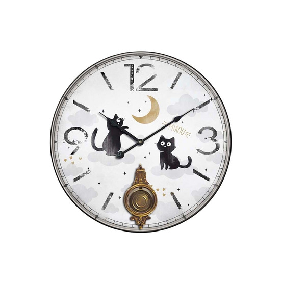 Horloge avec balancier chats 58 cm deux chats