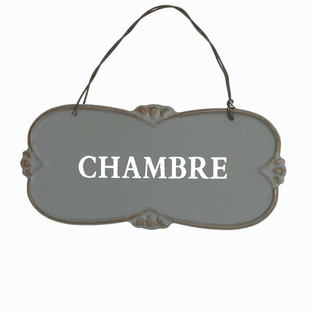 Plaque de porte décorative vintage chambre fer gris 22x10cm