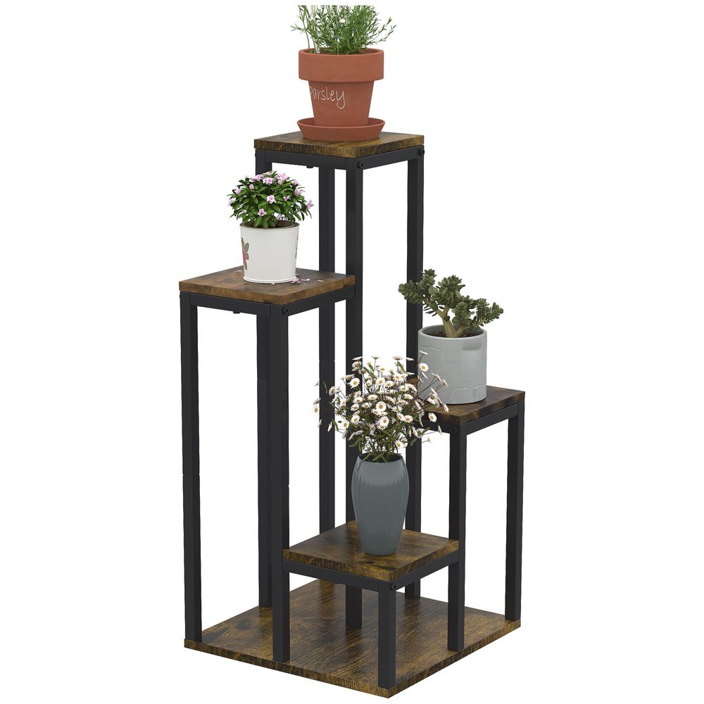 Support plantes acier intérieur extérieur exposition fleurs 40x40x81cm brun - comfortxl outdoor living