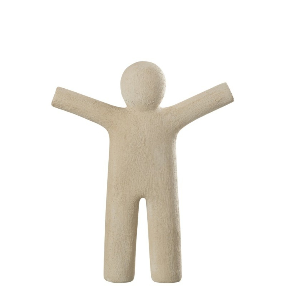 Statue bras écarté en synthétique beige 32x7x42 cm