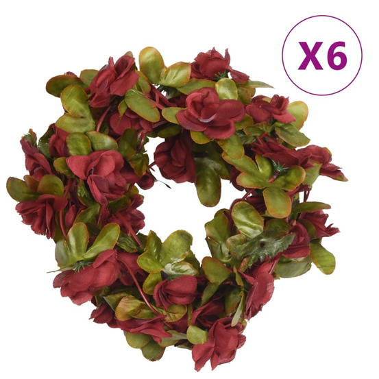 Guirlandes de fleurs de noël 6 pcs rouge bordeaux 250 cm