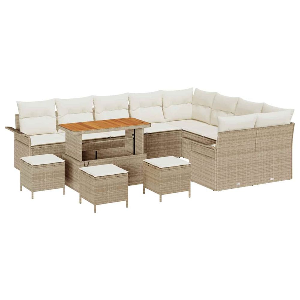 Ensemble de canapé de jardin 13 pc beige polyrotin