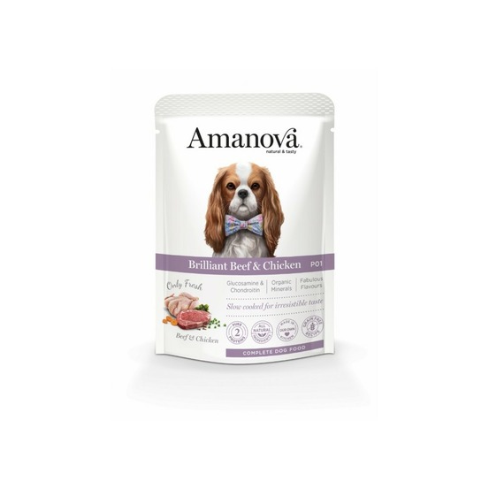 Pâtée chien sans céréales au bœuf poulet amanova 300 g
