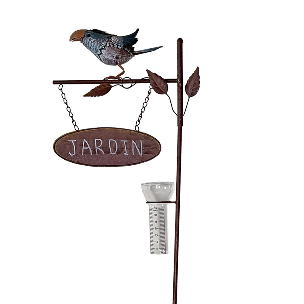 Pluviomètre oiseau bleu 36x16x137cm