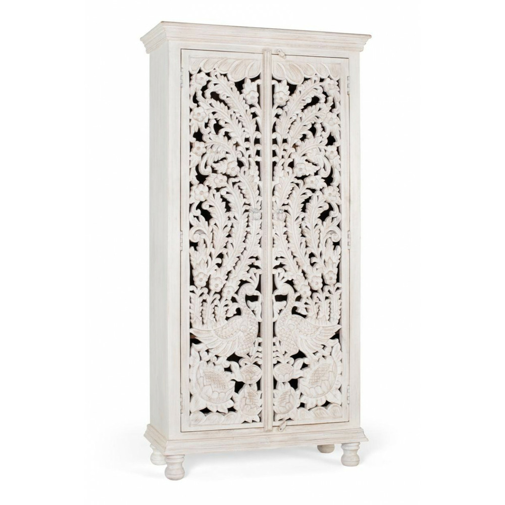 Armoire bois blanc - olénie décoration d'autrefois