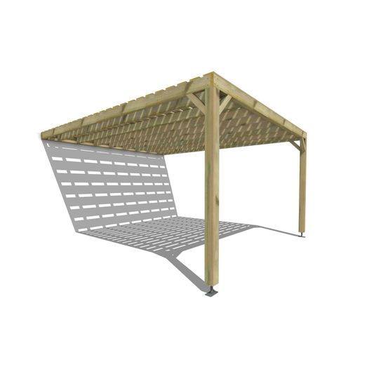 Pergola bois • 4m x 5m • adossée • sens profondeur • platelage bois • livraison comprise