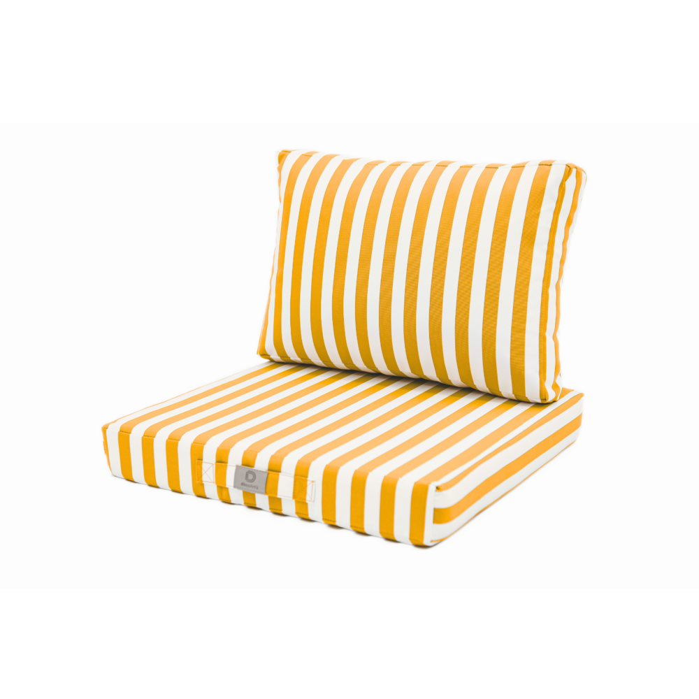 Coussins pour salon de jardin déhoussable 50x50cm rayure jaunes