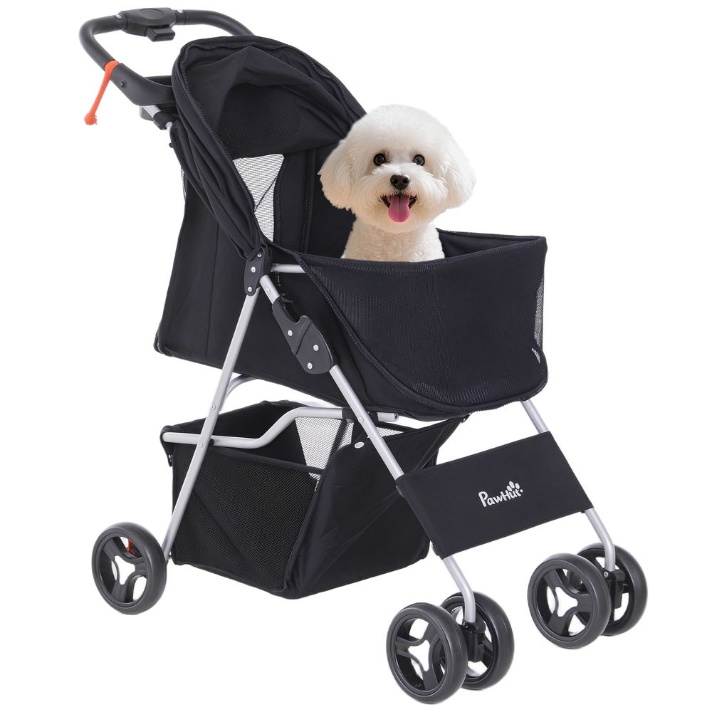 Poussette pour chien acier oxford balade roues avec freins pliable 77x45x99cm noir - comfortxl outdoor living