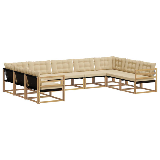 Ensemble de canapés d'extérieur 9 pcs blanc et beige