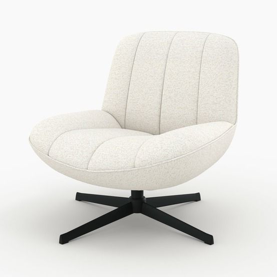 Elvis-fauteuil pivotant en tissu bouclé blanc cassé