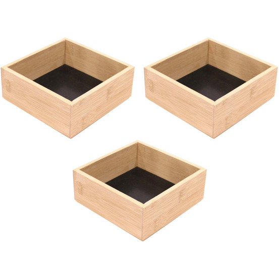 Rangement en bois pour tiroir fond noir (lot de 3)