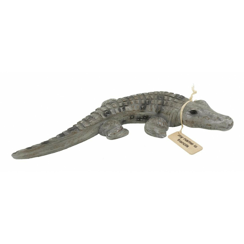 Sculpture crocodile bois gris - décoration d'autrefois