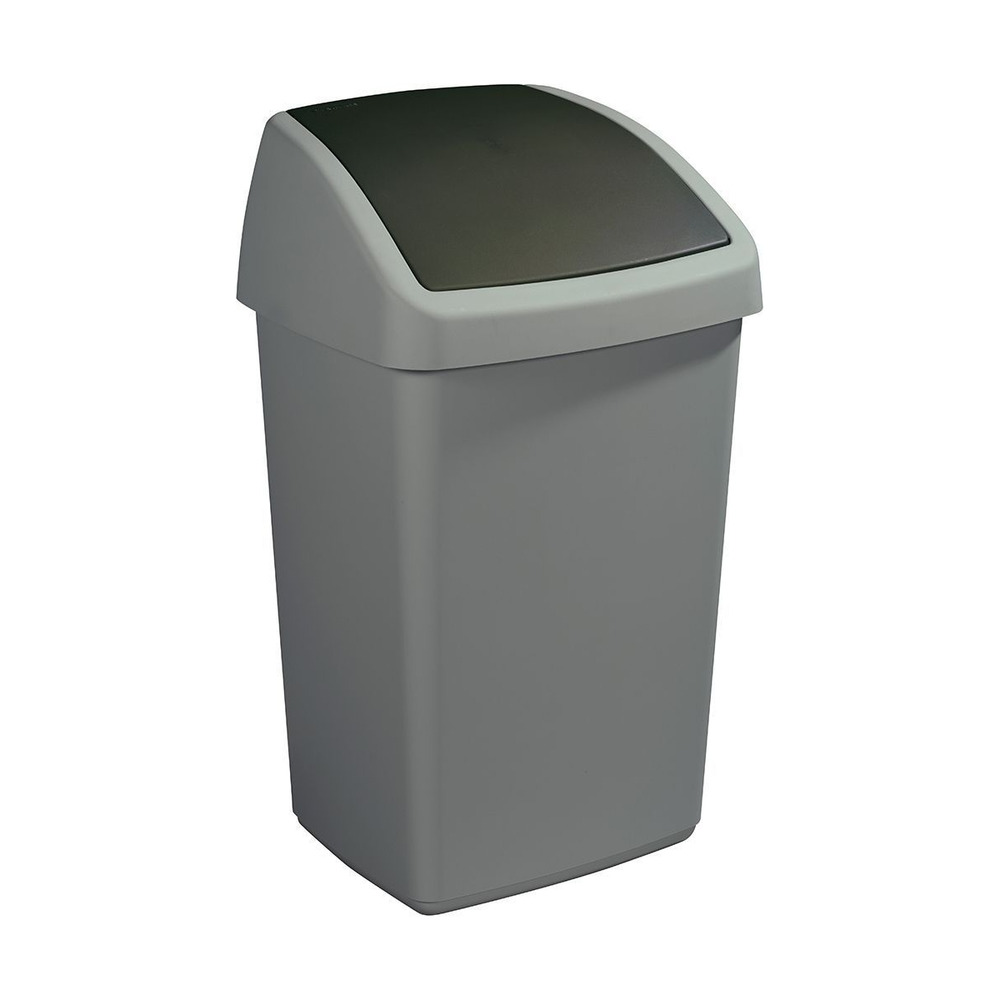 Poubelle grise avec couvercle basculant delta 50 litres