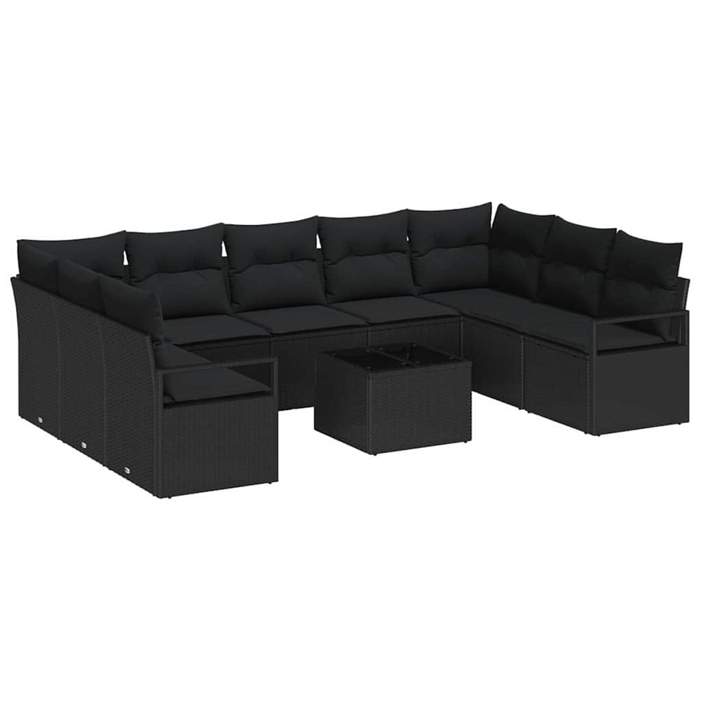 Ensemble de canapés 10 pc noir polyrotin