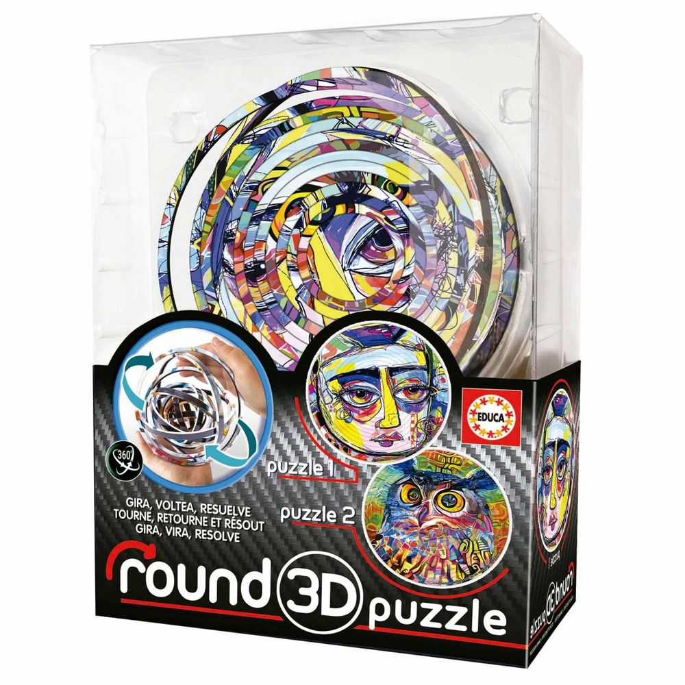 Round 3d puzzle abstract art