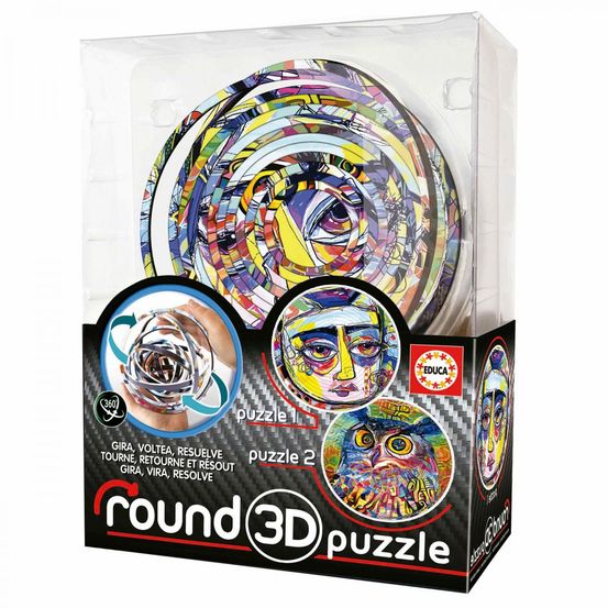 Round 3d puzzle abstract art