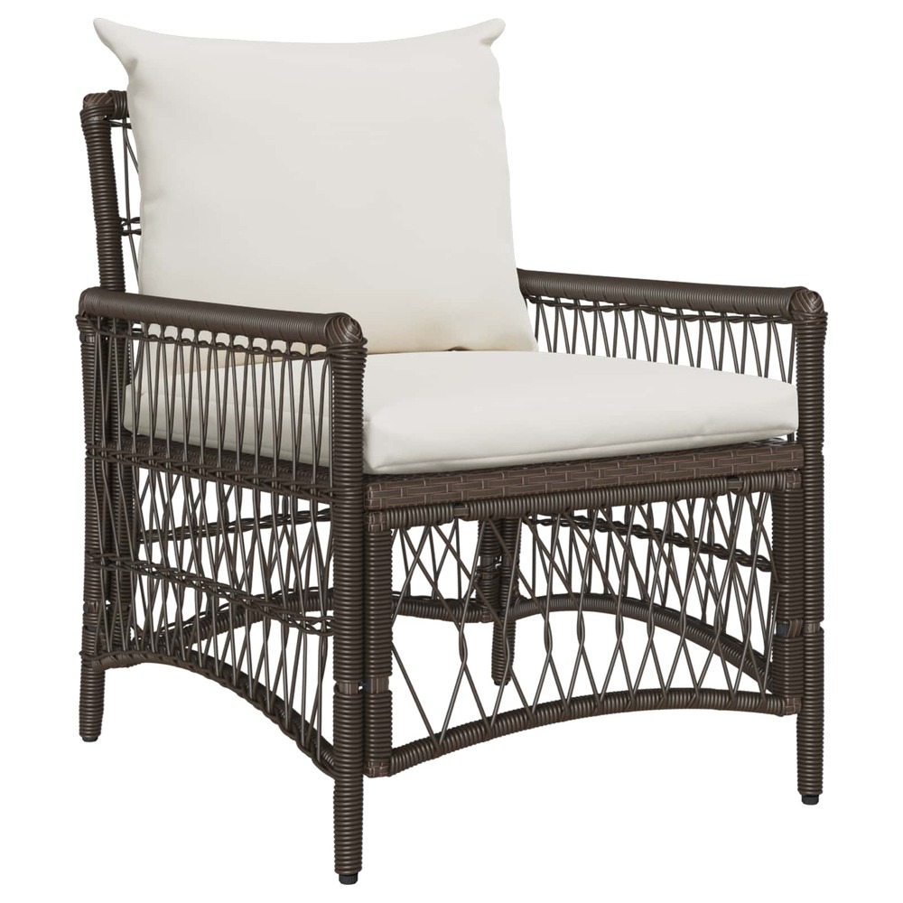 Chaise de jardin avec coussin marron 73 x 61 x 77 cm polyrotin