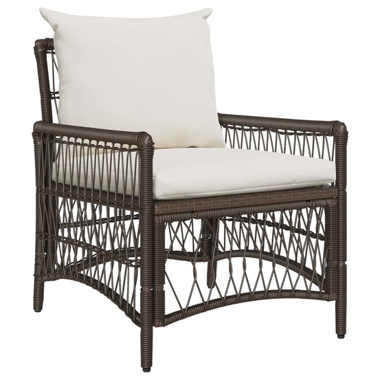 Chaise de jardin avec coussin marron 73 x 61 x 77 cm polyrotin