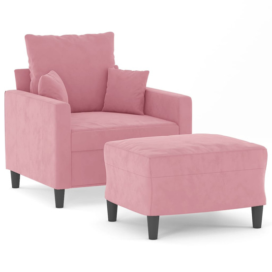 Fauteuil avec repose-pied rose 60 cm velours