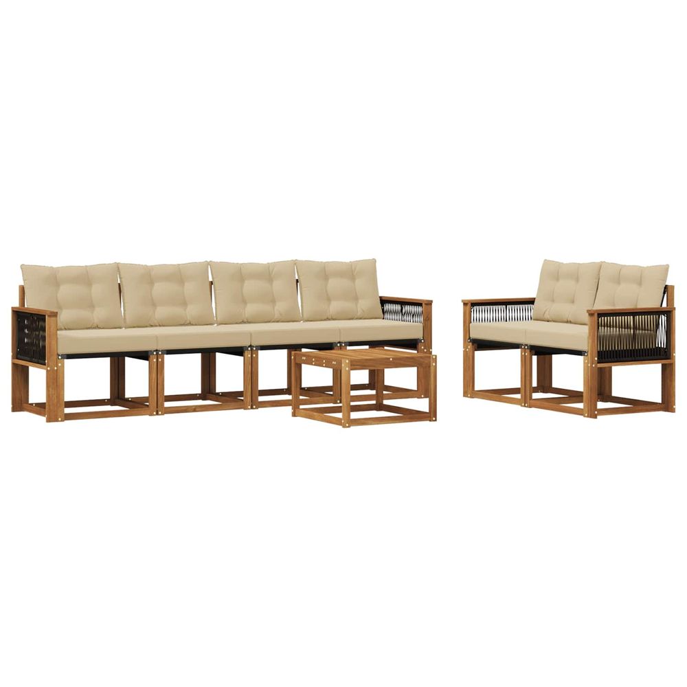 Ensemble de canapés d'extérieur 7 pc naturel et beige