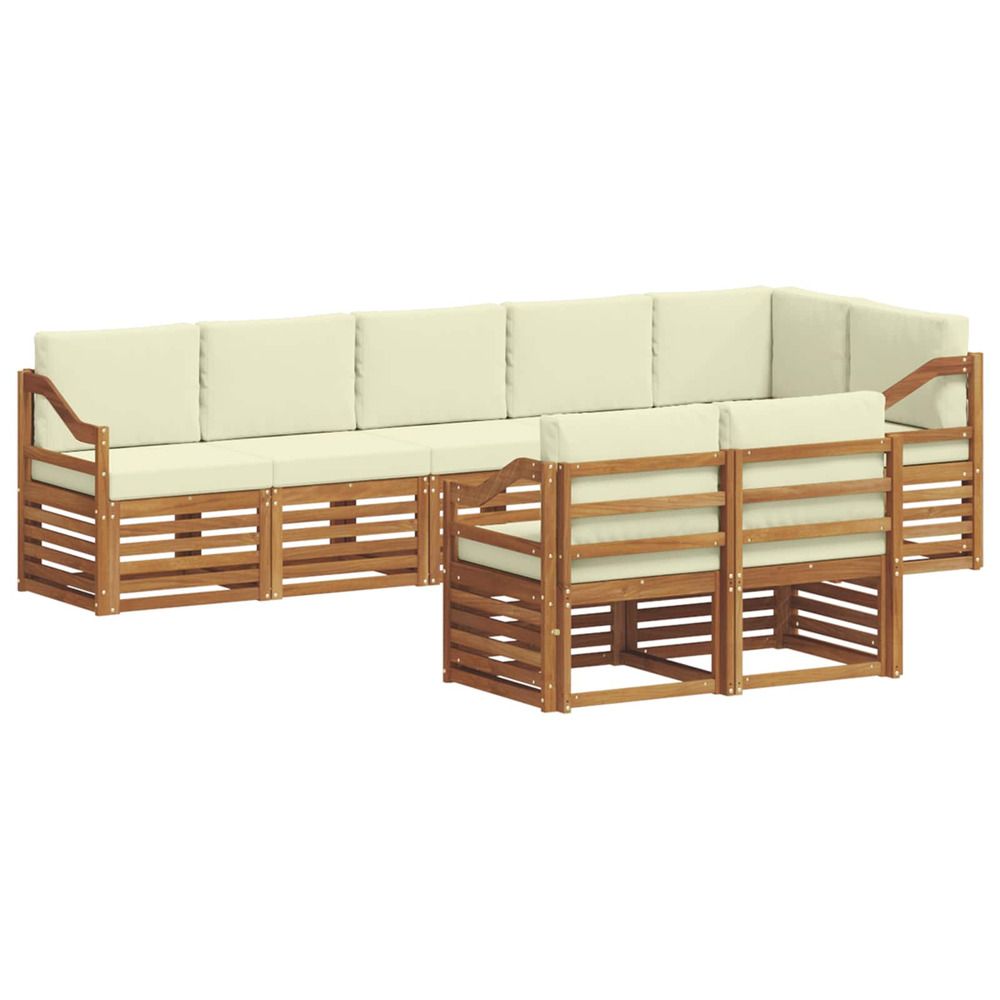 Ensemble de canapés d'extérieur 8 pc naturel et crème polyester