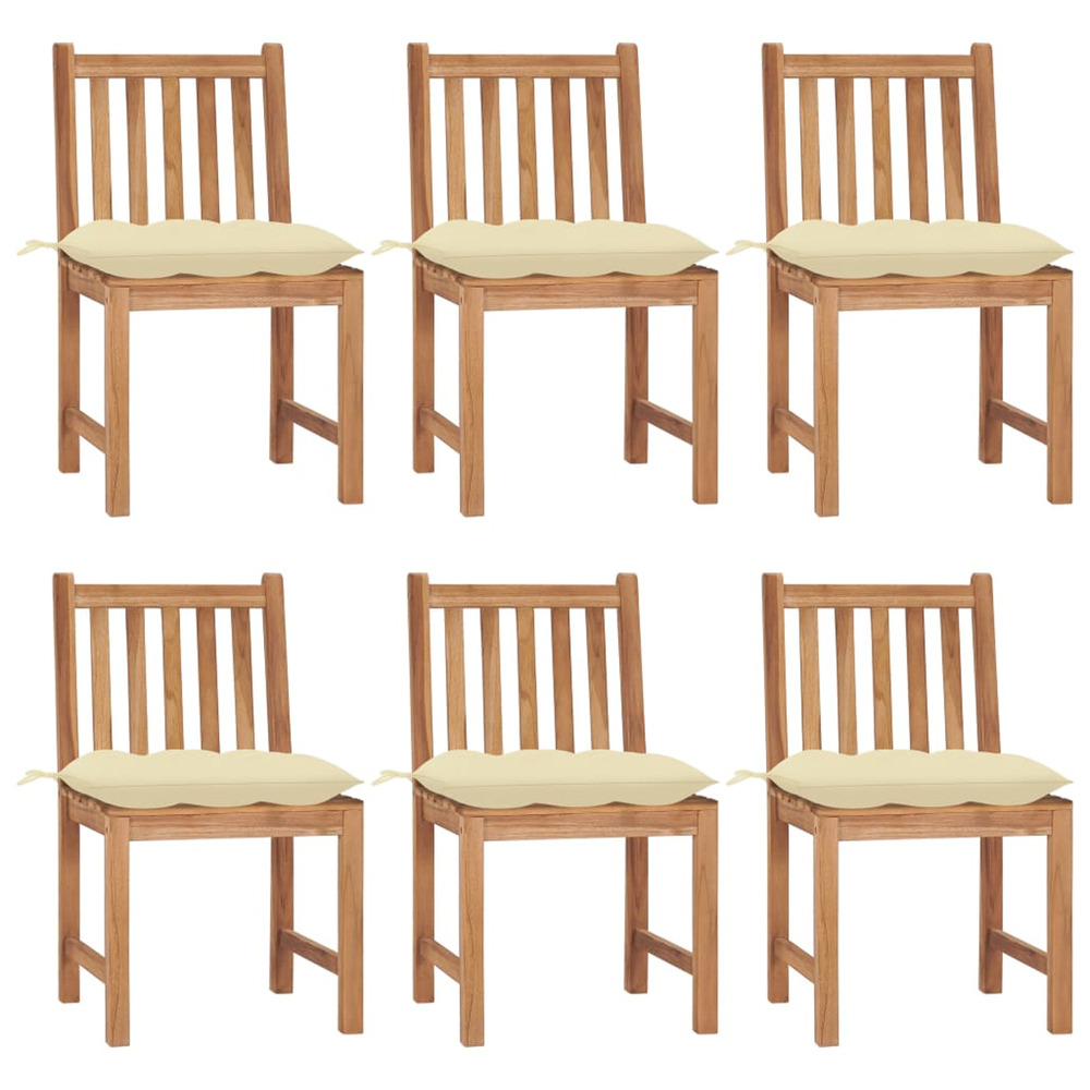 Chaises de jardin lot de 6 avec coussins bois de teck massif