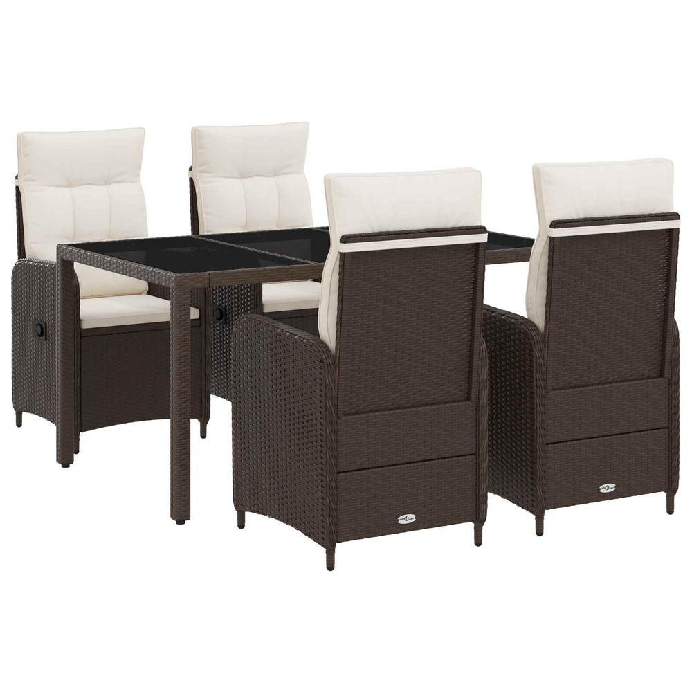 Ensemble de repas extérieur 5 pc marron et crème blanche