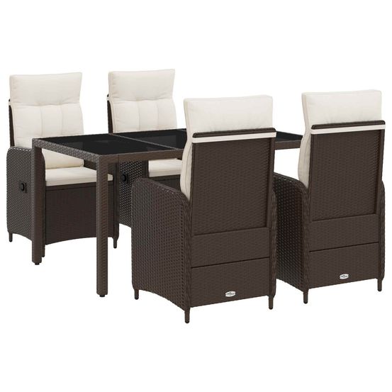 Ensemble de repas extérieur 5 pc marron et crème blanche