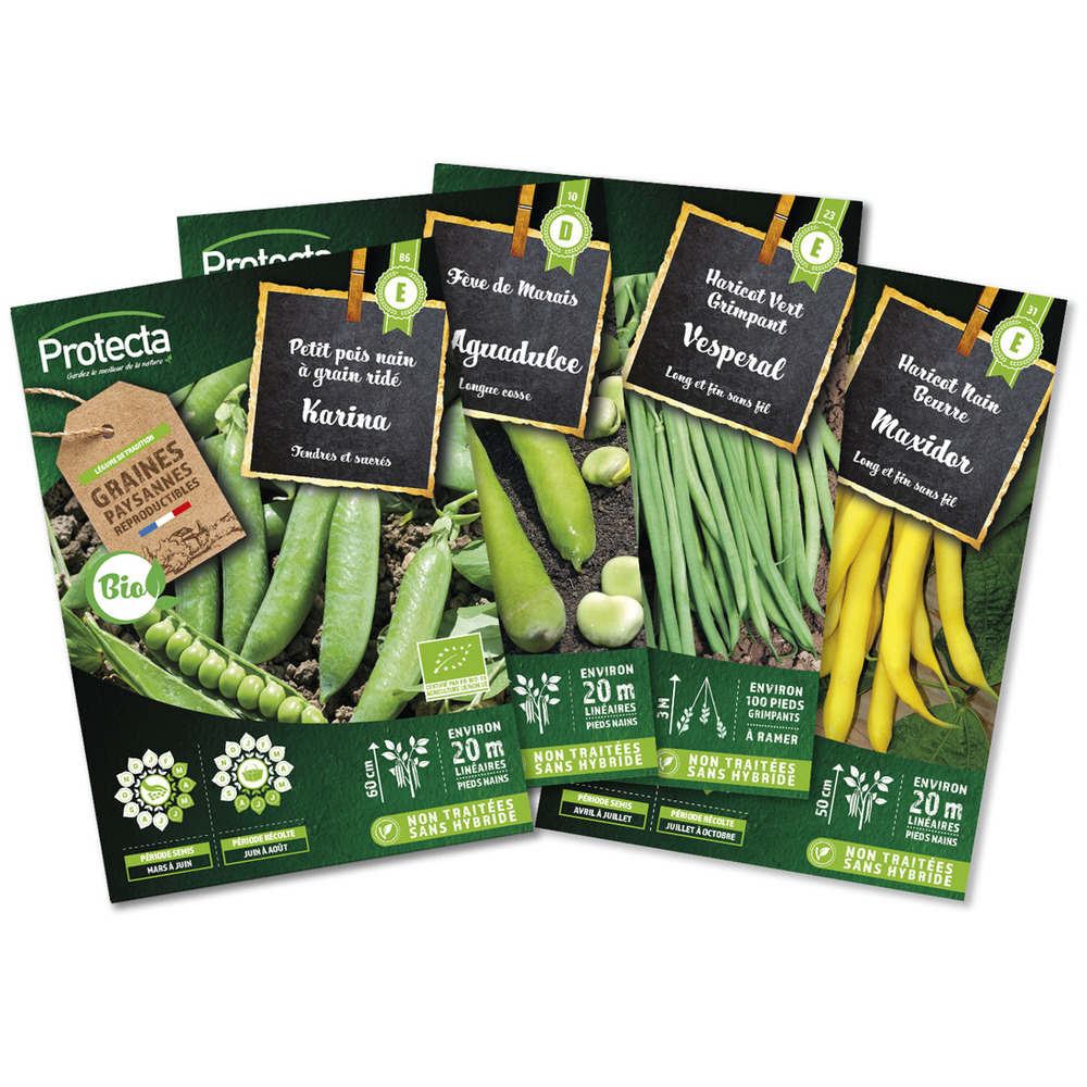 Protecta - Pack Pois,Haricots et Fèves - 4 sachets