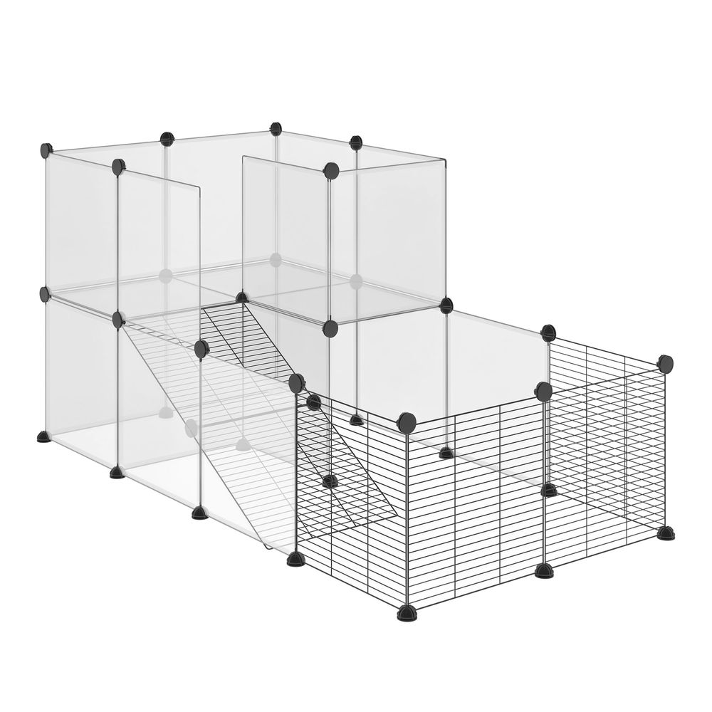 Parc modulable acier résine lapins chinchillas design ouvert 140x70x70cm noir