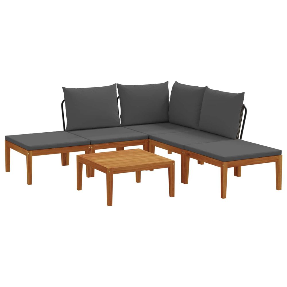 6 pc bois d'acacia massif et corde naturel