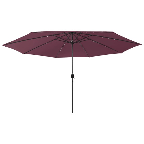 Parasol de jardin avec lumières led mât en métal rouge bordeaux