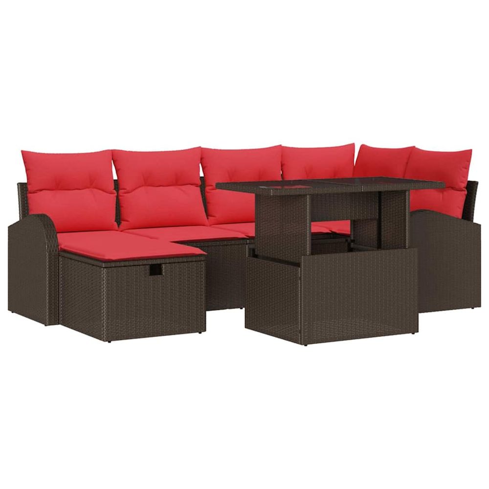 Ensemble de canapé de jardin 7 pc marron polyrotin