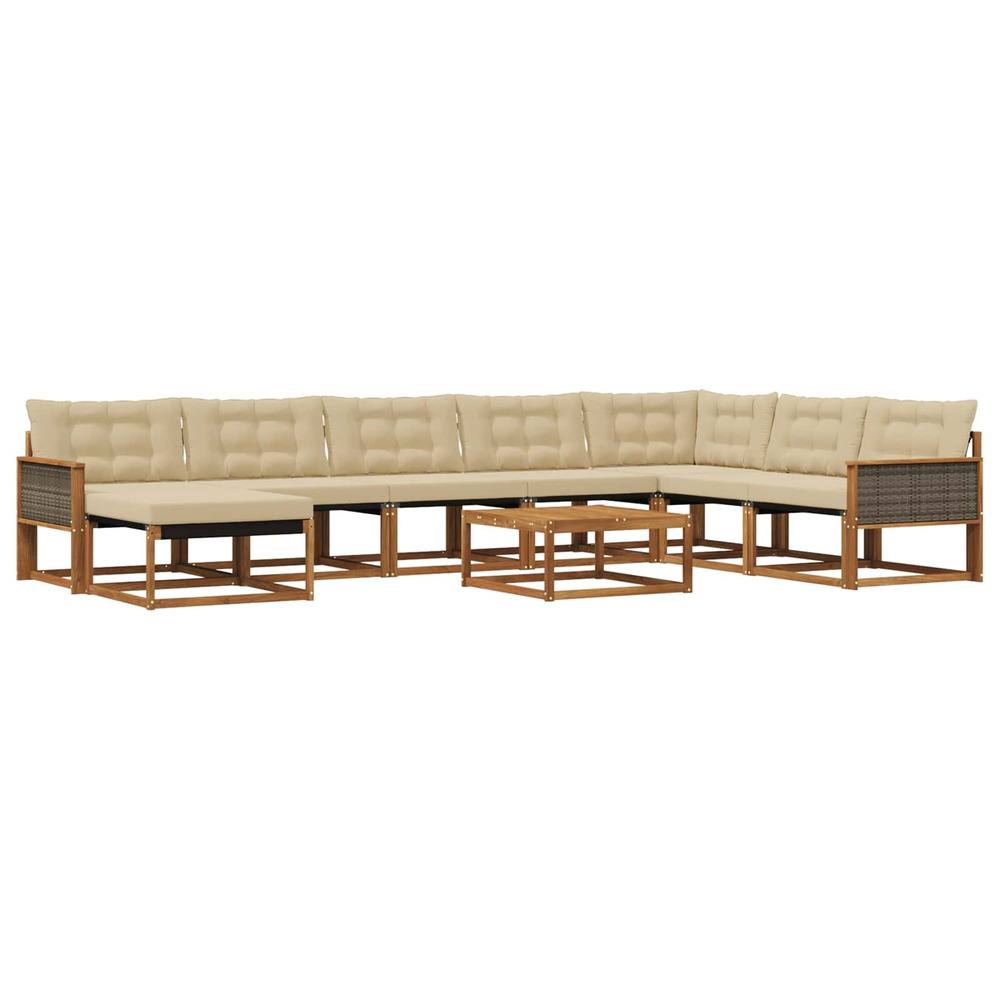Ensemble de canapés d'extérieur 9 pcs naturel et beige