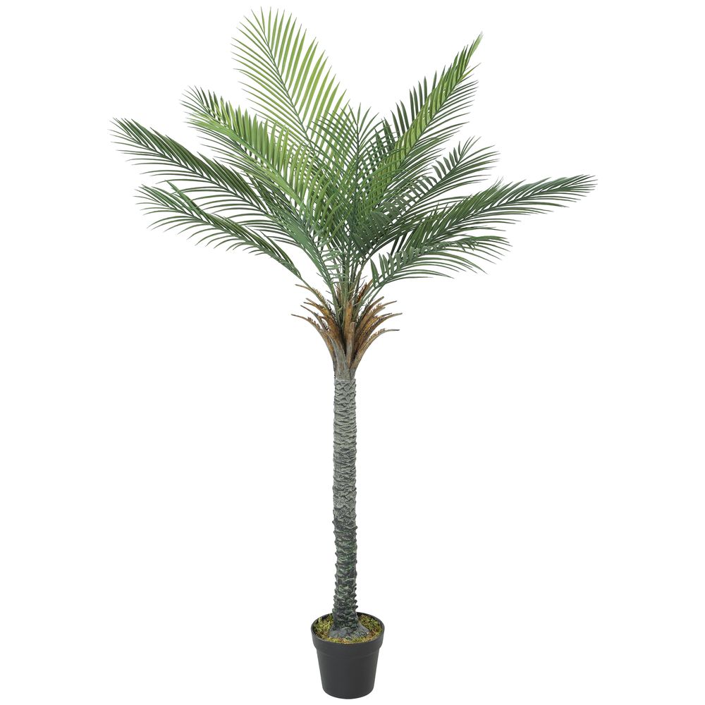Palmier artificiel pe style tropical intérieur branches ajustables pot lesté 180cm vert