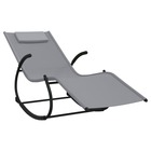 Transat chaise longue bain de soleil lit de jardin terrasse meuble d'extérieur à bascule 164 acier et textilène gris 02_0012