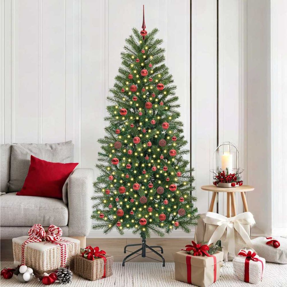 Sapin de noël lumineux 180cm vert, 300 led 8 modes et 120 décorations incluses