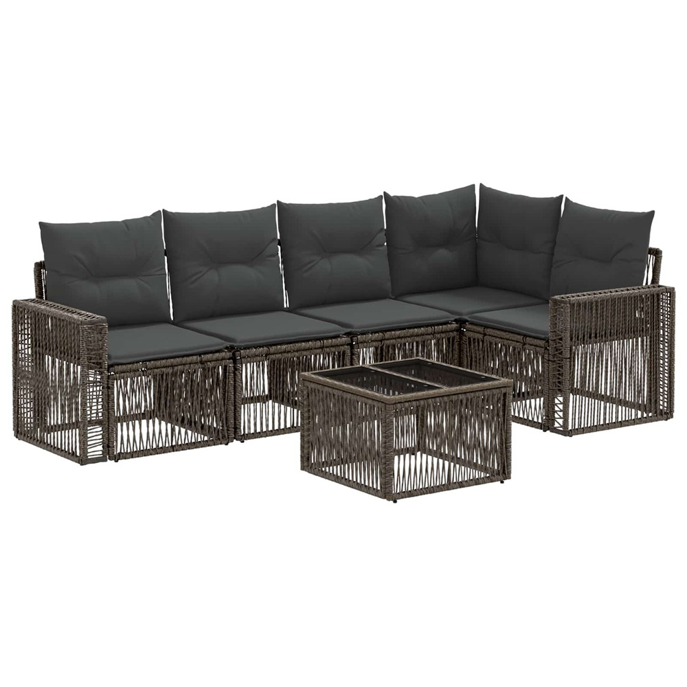 Ensemble de canapé de jardin 6 pcs gris et gris foncé polyrotin