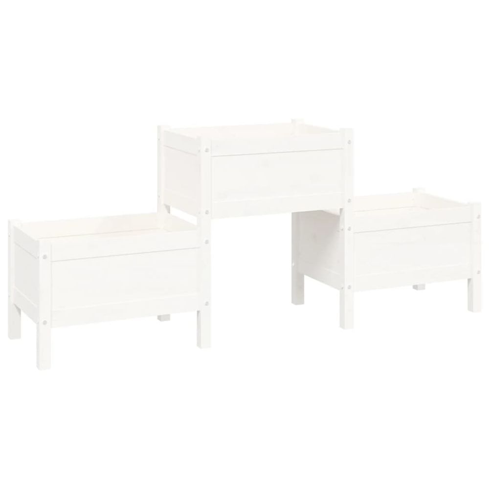 Jardinière d'extérieur blanc 178,5x44x75 cm bois massif de pin