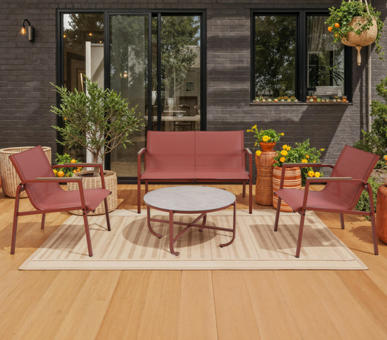 Salon de jardin - 4 places - terracotta - perth