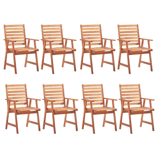 Chaises à manger d'extérieur lot de 8 bois d'acacia massif