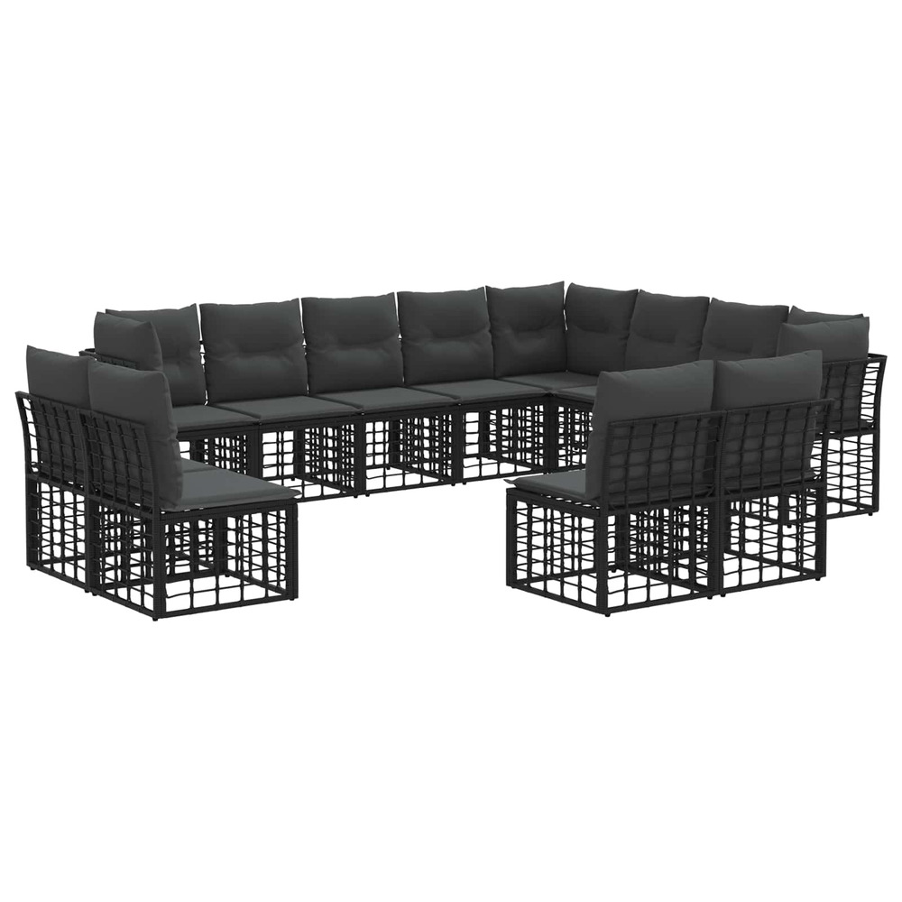 Ensemble de canapés d'extérieur noir et gris foncé polyester