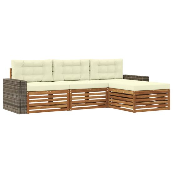 Ensemble de canapés d'extérieur 4 pc naturel et crème polyester