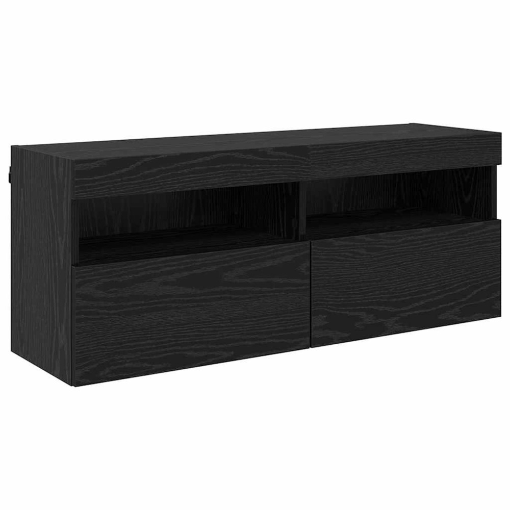 Meuble tv mural chêne noir 100 x 30 x 40 cm bois d'ingénierie