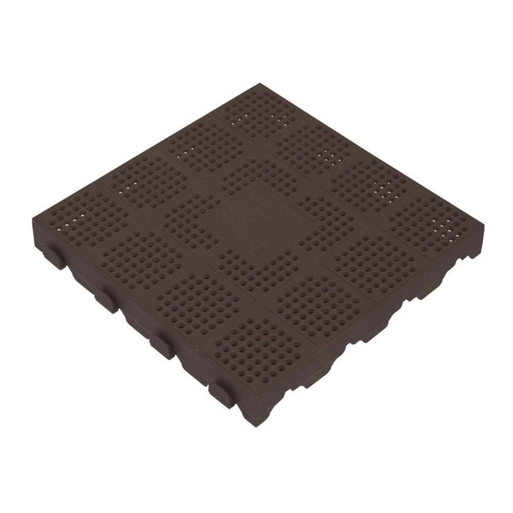 Dalle autoportante clipsable ajourée jardin - 39 x 39 cm - marron